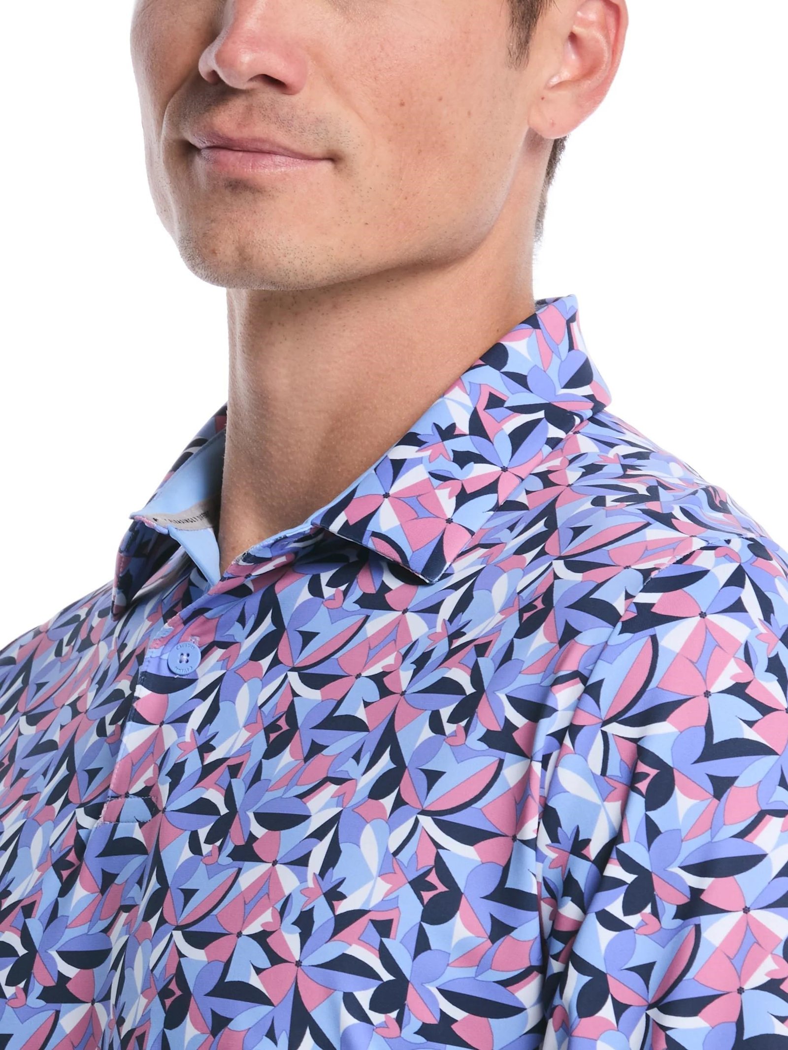 Callaway Dogwood Floral Geo herr polo, vista blue
