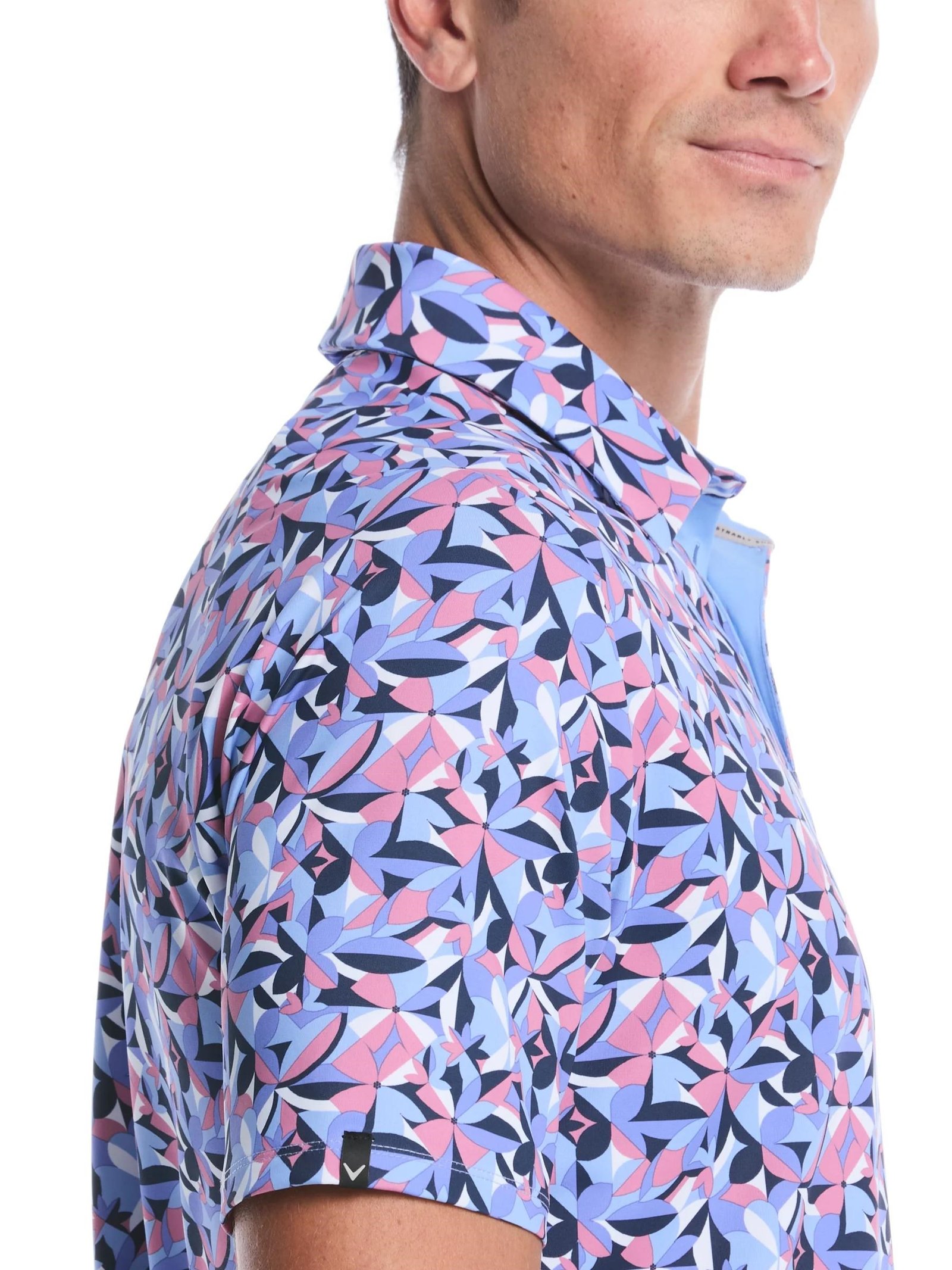 Callaway Dogwood Floral Geo herr polo, vista blue