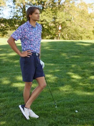 Callaway Dogwood Floral Geo herr polo, vista blue