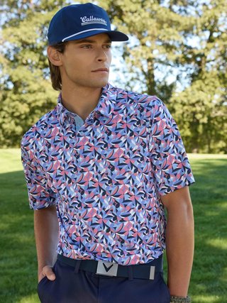 Callaway Dogwood Floral Geo herr polo, vista blue