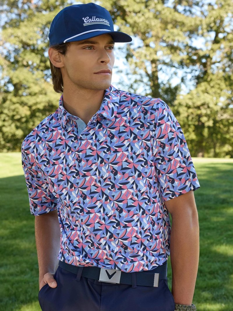 Callaway Dogwood Floral Geo herr polo, vista blue