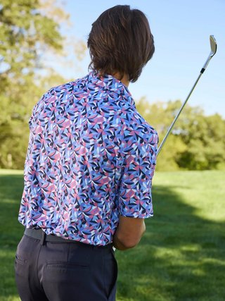 Callaway Dogwood Floral Geo herr polo, vista blue