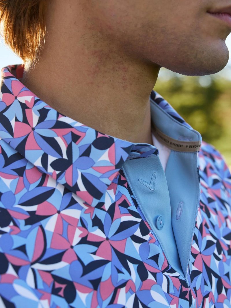 Callaway Dogwood Floral Geo herr polo, vista blue