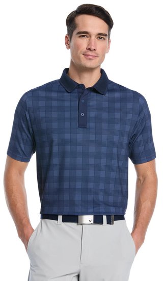 Callaway ChevPlaid Print herr polo, navy