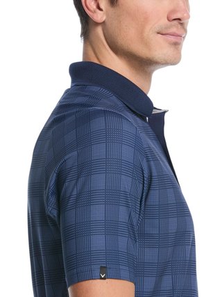 Callaway ChevPlaid Print herr polo, navy