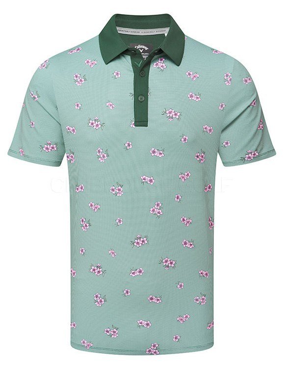 Callaway Azalea Gingham herr polo, galapagos green