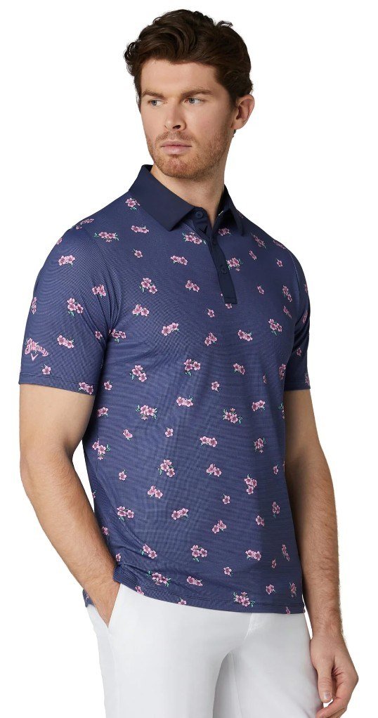 Callaway Azalea Gingham herr polo, peacoat