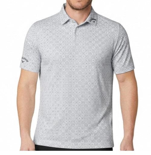Callaway Foulard Printed herr polo, bright white