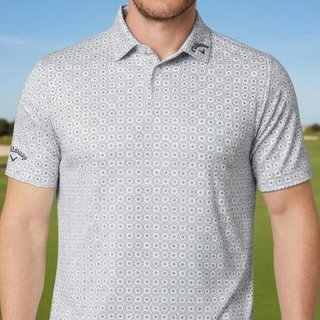 Callaway Foulard Printed herr polo, bright white