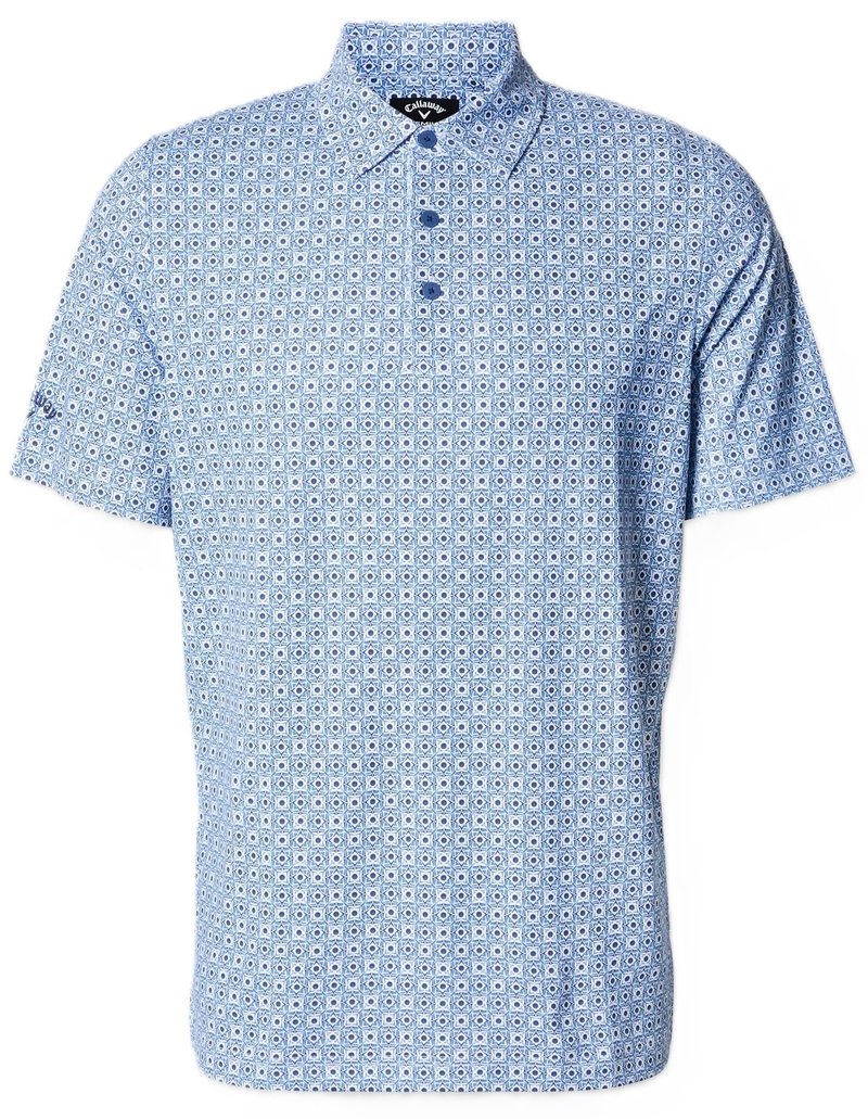 Callaway Foulard Printed herr polo, peacoat