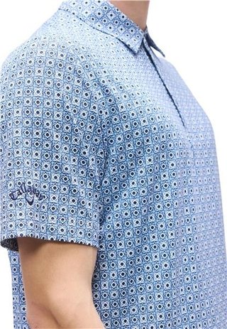 Callaway Foulard Printed herr polo, peacoat
