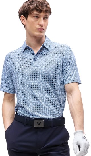 Callaway Foulard Printed herr polo, peacoat