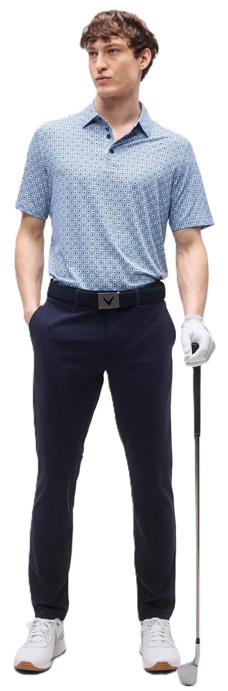 Callaway Foulard Printed herr polo, peacoat