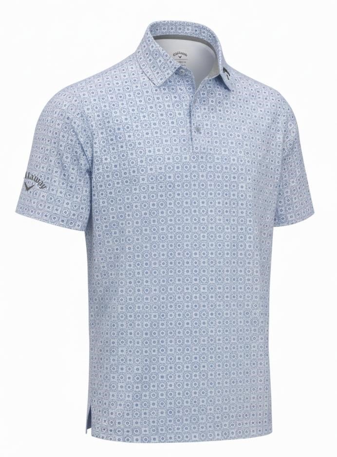 Callaway Foulard Printed herr polo, vista blå