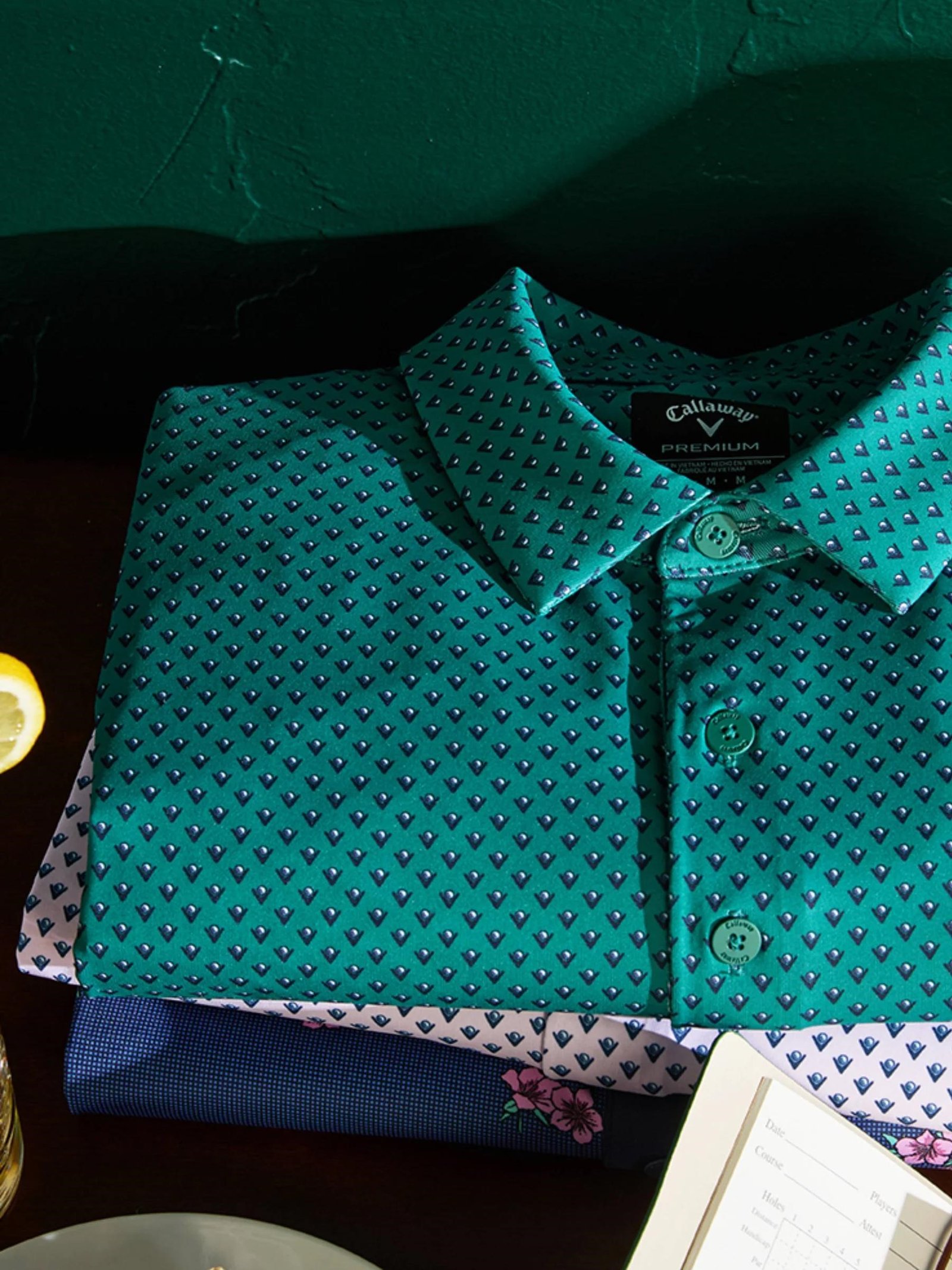 Callaway Trademark Golf Printed herr polo, galapagos green