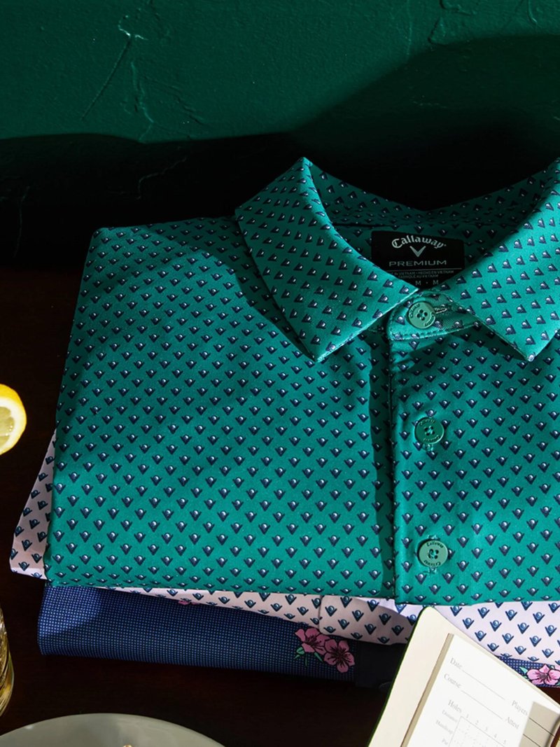 Callaway Trademark Golf Printed herr polo, galapagos green