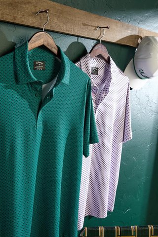 Callaway Trademark Golf Printed herr polo, galapagos green