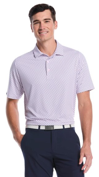 Callaway Trademark Golf Printed herr polo, pink tulle