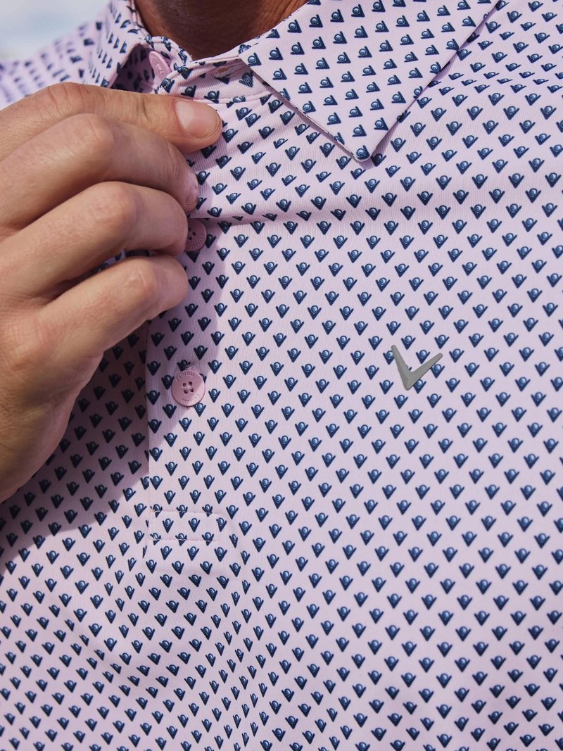Callaway Trademark Golf Printed herr polo, pink tulle