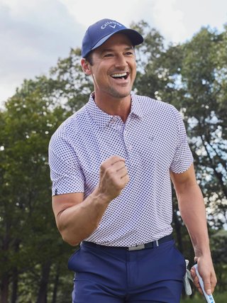 Callaway Trademark Golf Printed herr polo, pink tulle
