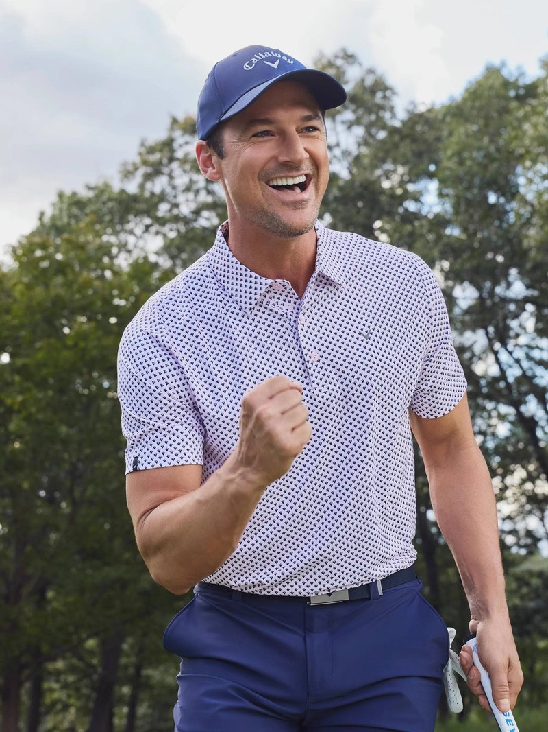 Callaway Trademark Golf Printed herr polo, pink tulle
