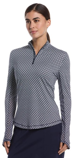 Callaway Scarf Geo Print Long Sleeve dampolo, peacoat