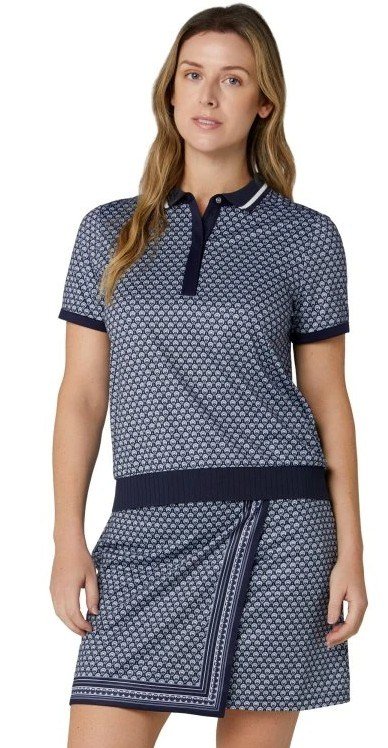 Callaway Scarf Geo Printed dam polo, peacoat