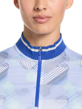 Callaway Sleeveless Rib Collar 1/4 ZIP Print dampolo, bright white