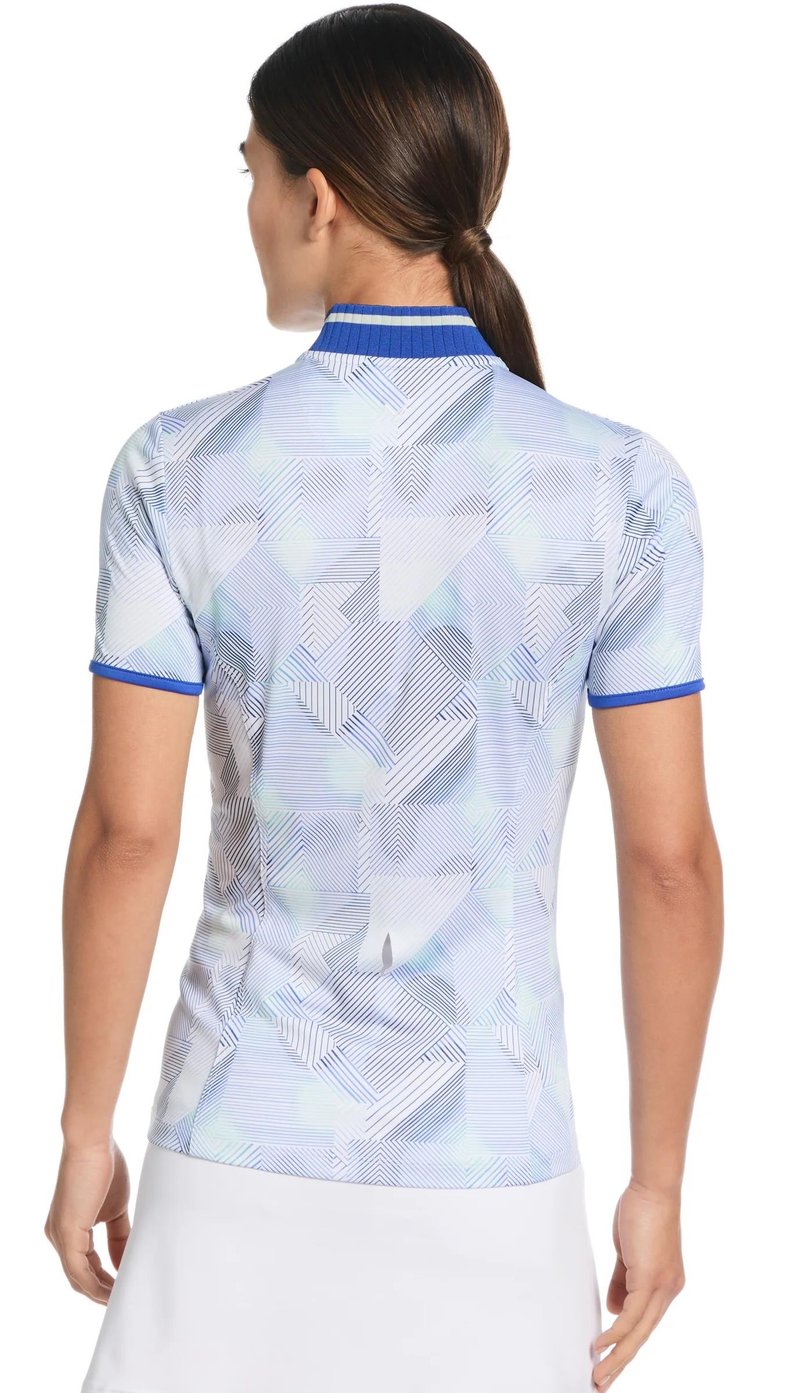 Callaway Sleeveless Rib Collar 1/4 ZIP Print dampolo, bright white