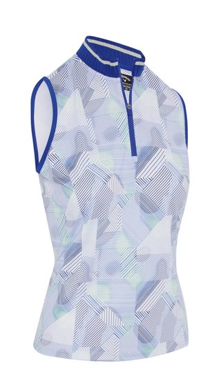Callaway Sleeveless Rib Collar 1/4 Zip dampolo, brilliant white