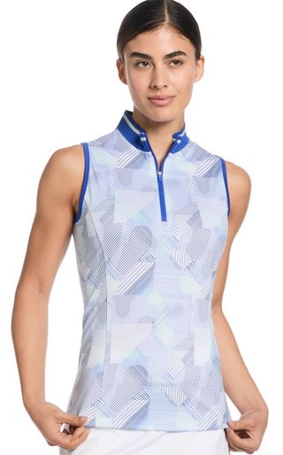 Callaway Sleeveless Rib Collar 1/4 Zip dampolo, brilliant white