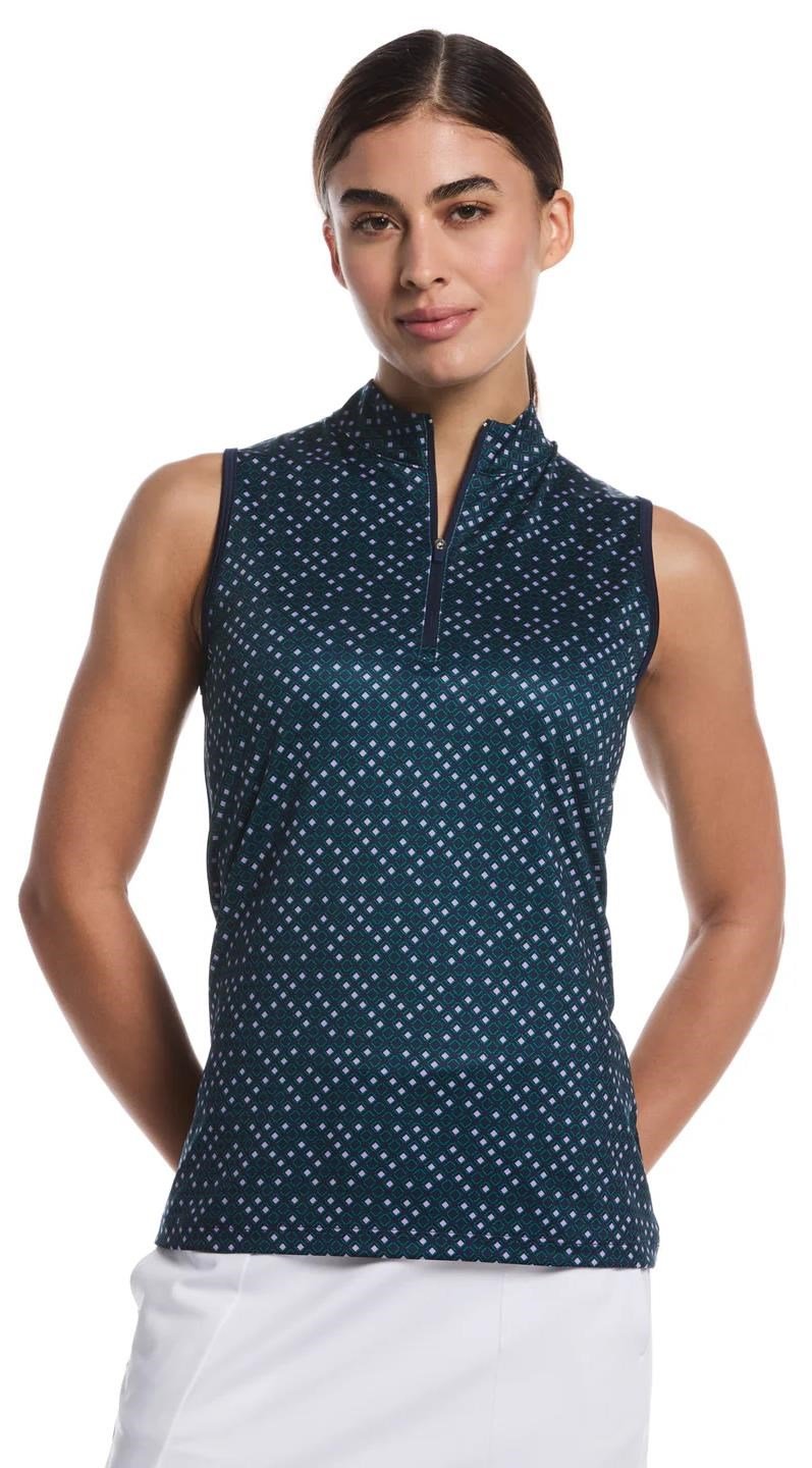 Callaway Sleeveless Framing Geo Print 1/4-Zip dampolo, peacoat