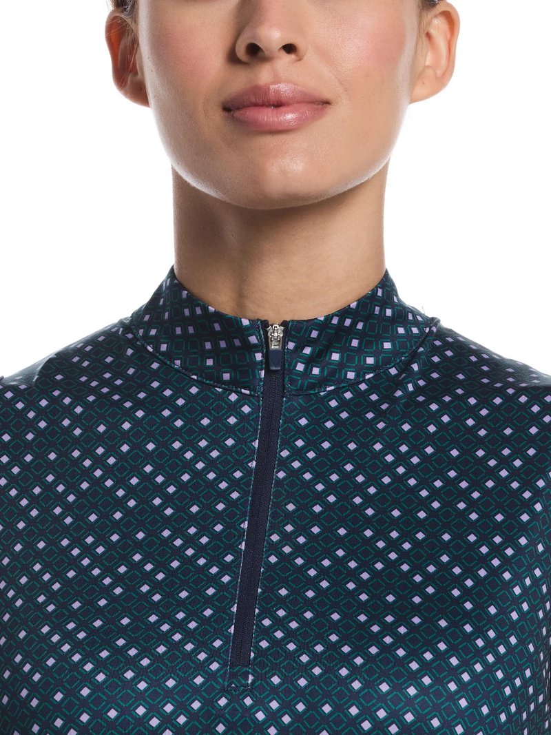 Callaway Sleeveless Framing Geo Print 1/4-Zip dampolo, peacoat