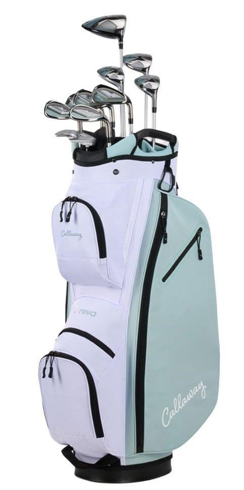Callaway Reva 26 11PC Peach/Surf damgolfset med graphitskaft, höger + cartbag