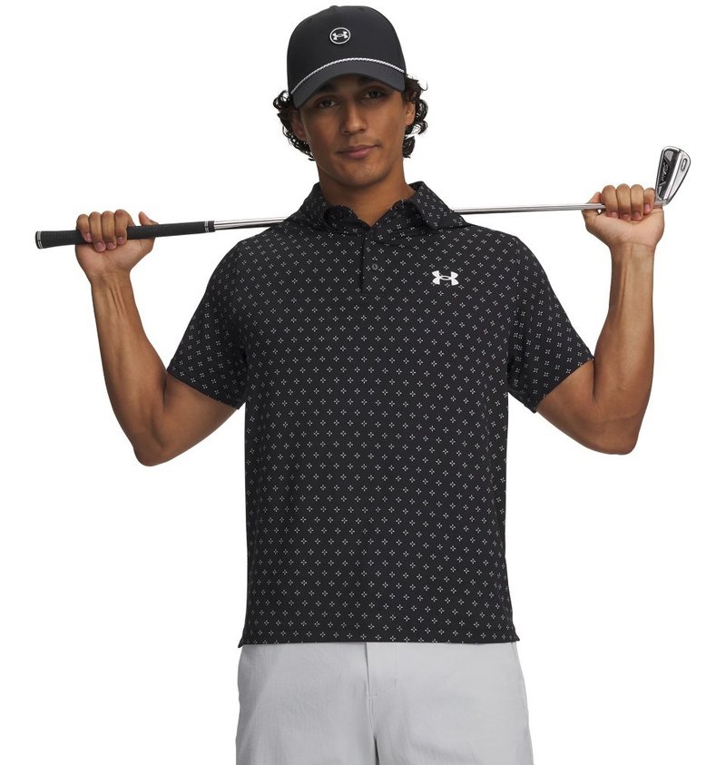Under Armour Playoff 3.0 Printed herr polo, svart/vit