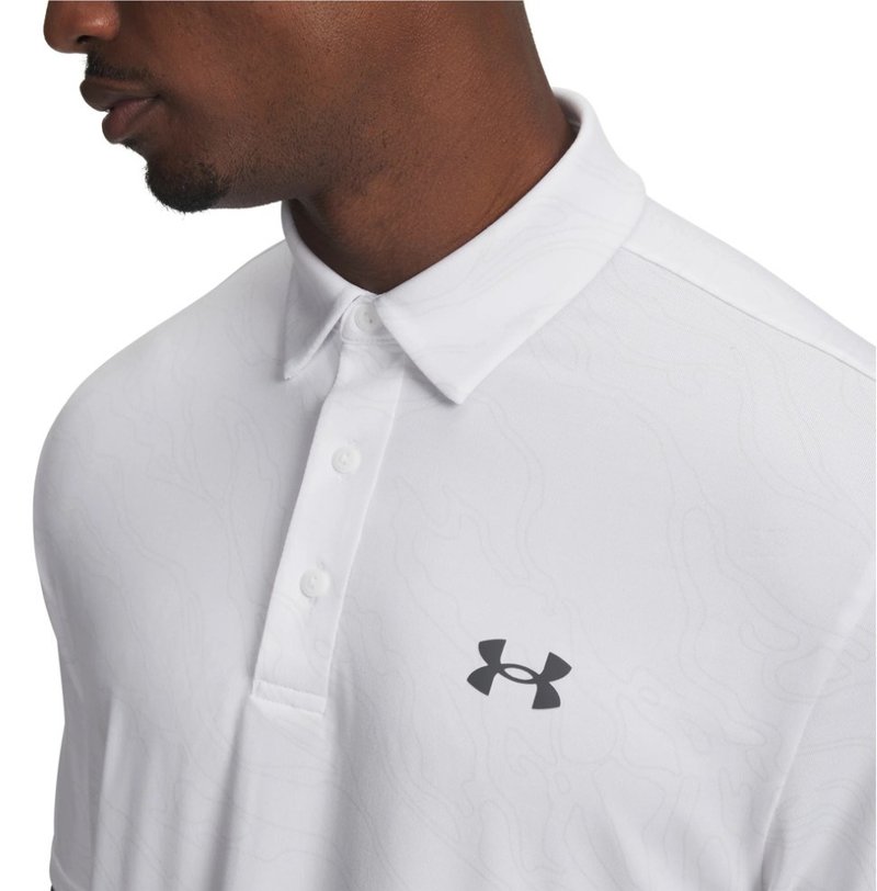 Under Armour Playoff 3.0 Printed herr polo, white/distant grey