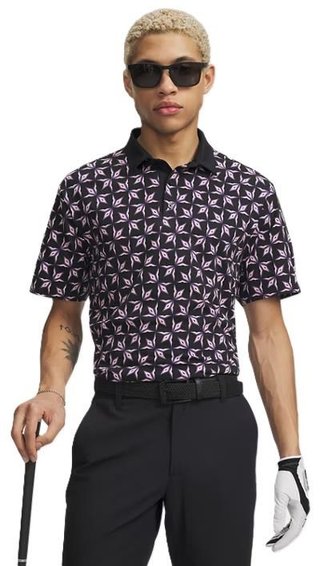Under Armour ArmourDry Printed herr polo, svart/posh pink/vit