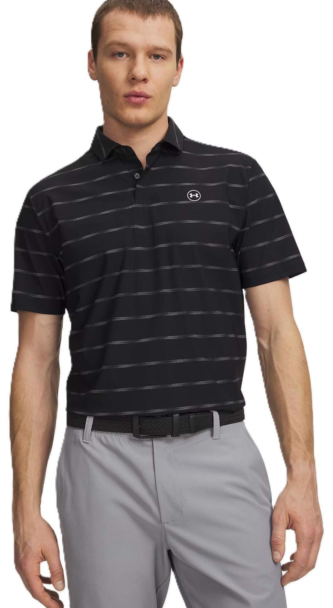 Under Armour Drive Chill Printed herr polo, black/castlerock/halo gray