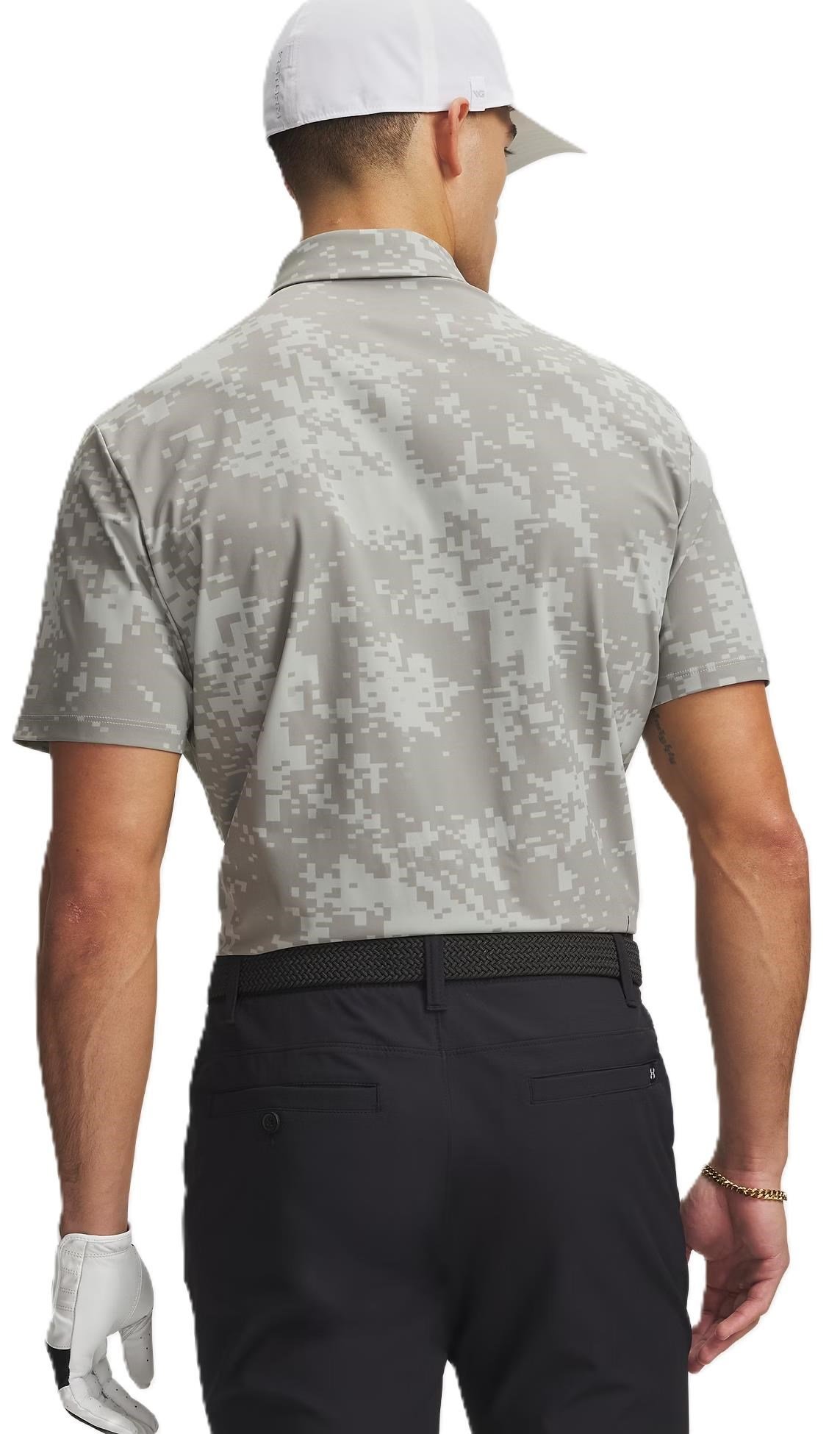 Under Armour Drive Chill Printed herr polo, titanium/clay green/black