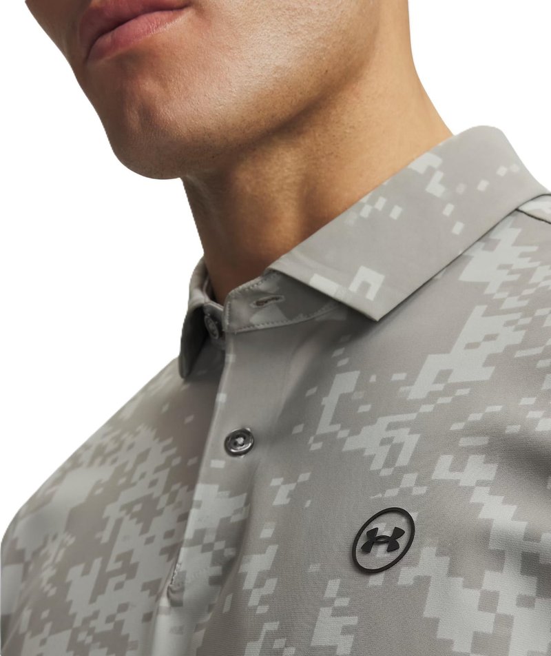 Under Armour Drive Chill Printed herr polo, titanium/clay green/black