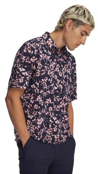 Under Armour Matchplay Printed herr polo, midnight navy/posh pink