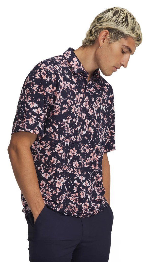 Under Armour Matchplay Printed herr polo, midnight navy/posh pink