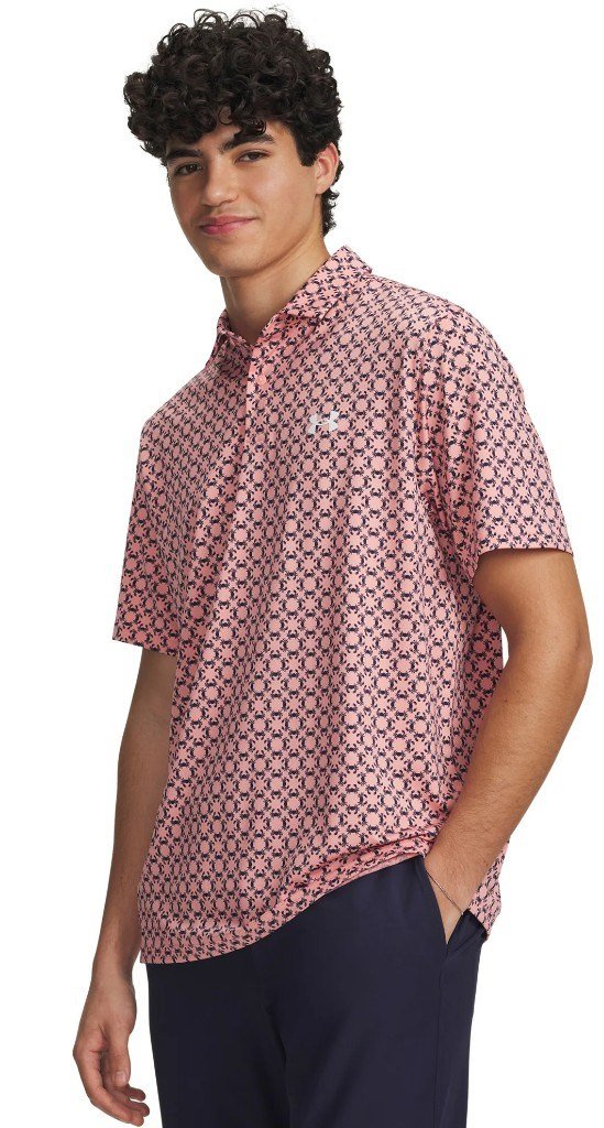 Under Armour Matchplay Printed herr polo, posh pink/midnight navy