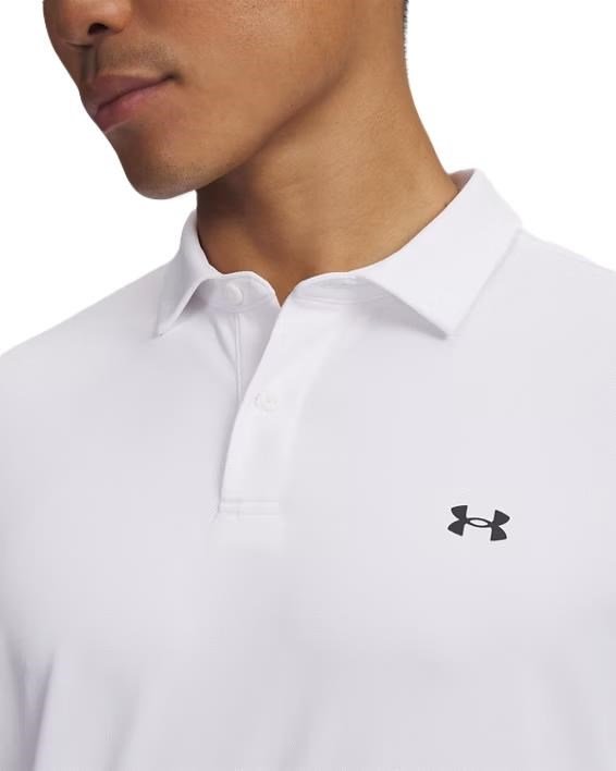 Under Armour Tee To Green Pique herr polo, vit/svart