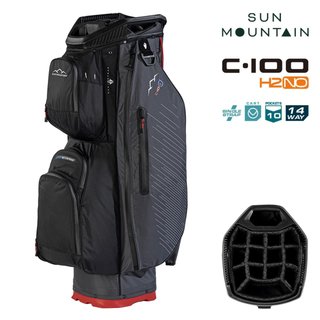 Sun Mountain H2NO C100 Waterproof cart bag, steel/black/red