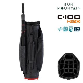 Sun Mountain H2NO C100 Waterproof cart bag, steel/black/red
