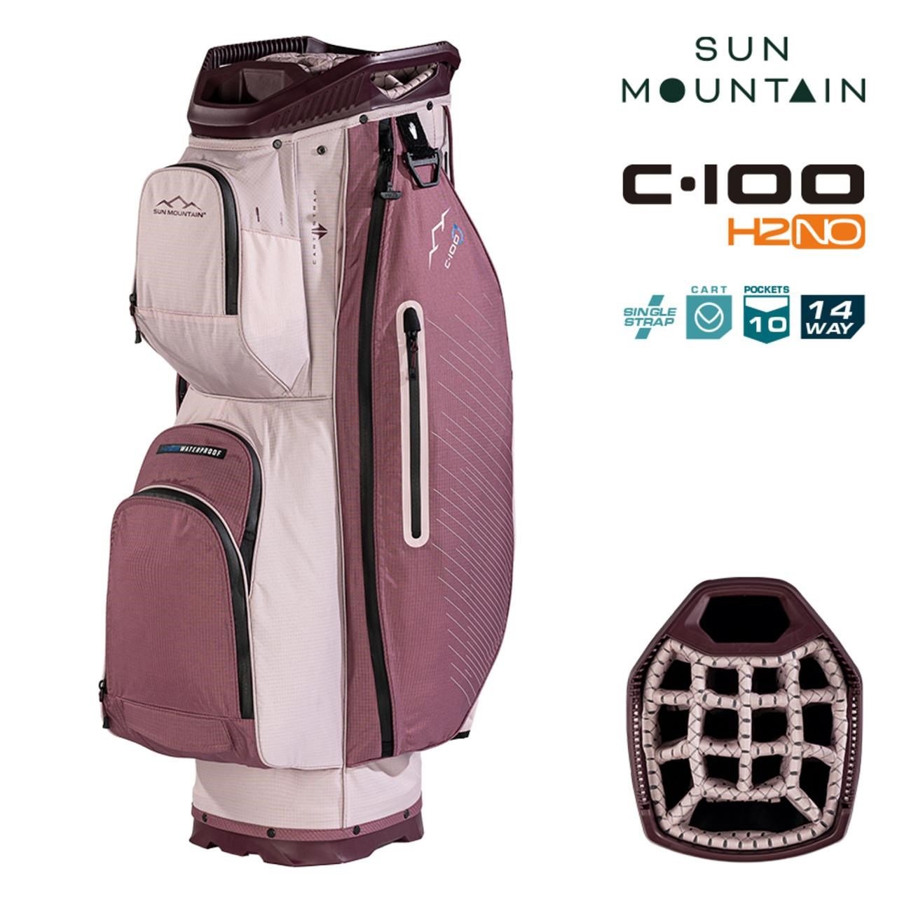 Sun Mountain H2NO C100 Waterproof cart bag, mauve/powder/wine
