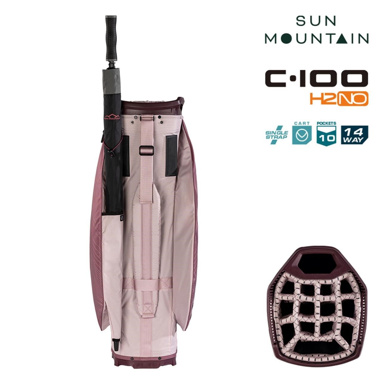Sun Mountain H2NO C100 Waterproof cart bag, mauve/powder/wine