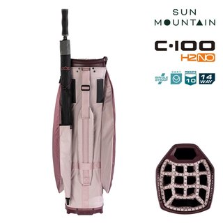 Sun Mountain H2NO C100 Waterproof cart bag, mauve/powder/wine