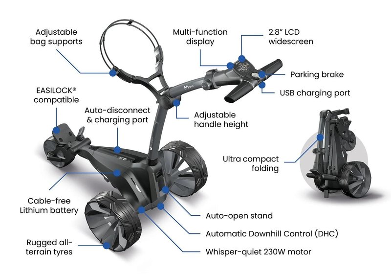 Motocaddy NEW M1 DHC elektrisk vagn, ULTRA Lithium